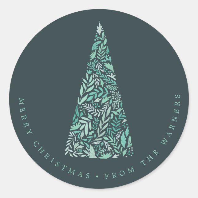 Sticker Rond Splendide sapin vert Noël/vacances (Devant)