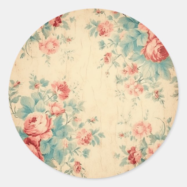 Sticker Rond Splendors Vieillés, Peach Shabby Chic (Devant)