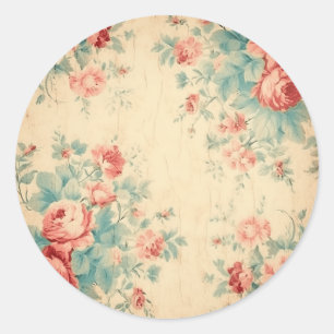 Sticker Rond Splendors Vieillés, Peach Shabby Chic