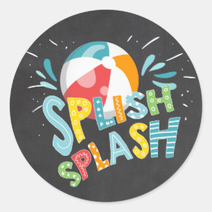 Sticker Rond Splish Splash Chalk Pool Party Favoriser Tag Stick
