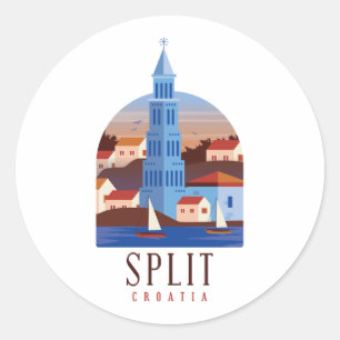 Sticker Rond Split Croatie Dalmatie Vintage