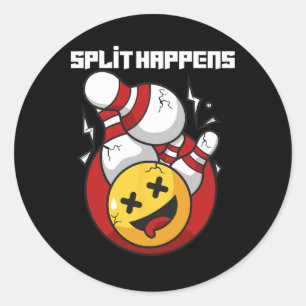Sticker Rond Split Happy Drôle Bowling Bowler
