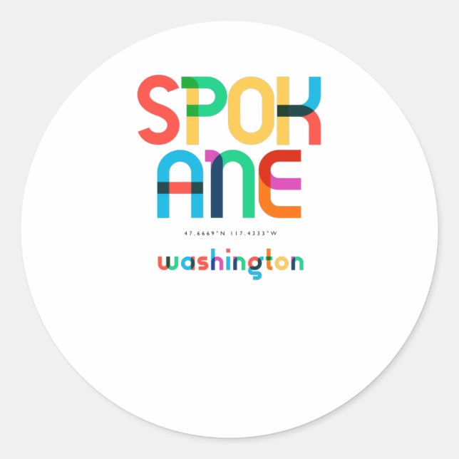 Sticker Rond Spokane Washington Mid Century, Pop Art, (Devant)