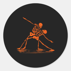 Sticker Rond Spooktober éffrayant Dancing Skeletons mème