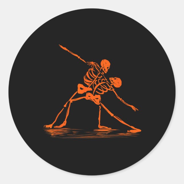 Sticker Rond Spooktober éffrayant Dancing Skeletons mème (Devant)