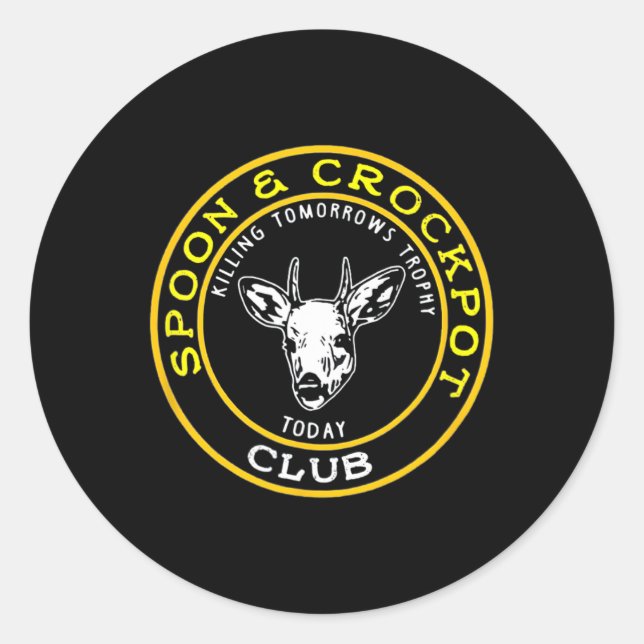 Sticker Rond Spoon Et Crockpot Club Drôle Design De Chasse (Devant)