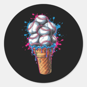 Sticker Rond Sport Baseball Drip Glace Cream Colorful Baseball 