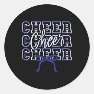 Sticker Rond Sport Cheer Cheerleader Cheerleading Bleu Ruban Ma