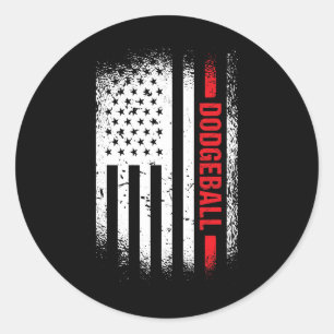 Sticker Rond Sport Us Drapeau Dodgeball 2