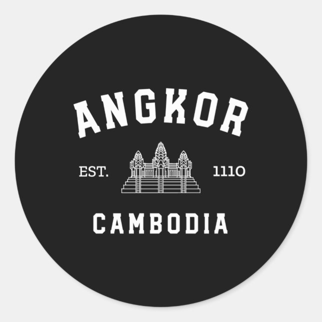 Sticker Rond Sportif cambodgien Khmer Angkor Vat (Devant)