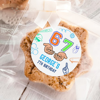 Sticker Rond Sports 6 7 Meme Trend Six Seven Birthday Party