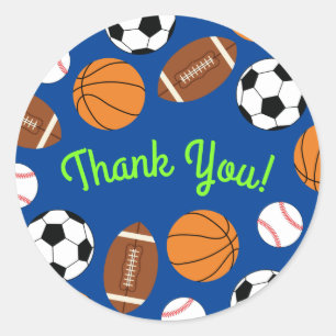 Sticker Rond Sports Anniversaire Fête Enfants mignonne