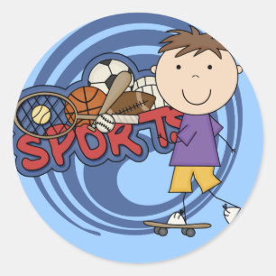 Sticker Rond Sports Boy Skateboarder - Tshirts et cadeaux