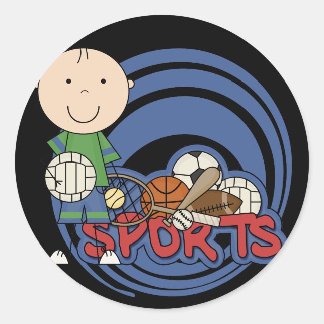 Sticker Rond Sports Boy - Tshirts et cadeaux de volley-ball (Devant)