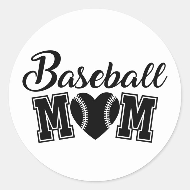 Sticker Rond Sports de baseball maman mot art (Devant)