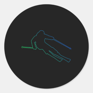 Sticker Rond Sports d'hiver Ski Homme Skieur