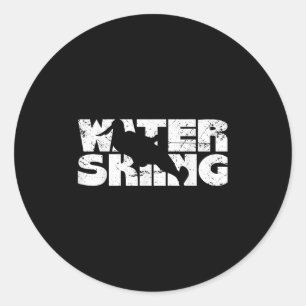 Sticker Rond Sports nautiques rétro ski vintage eau W