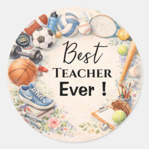 Sticker Rond Sports Teacher Thank You Gift End of School Year