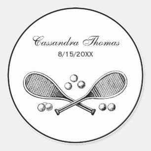 Sticker Rond Sports Vintage Raquettes de Tennis Croisées Balles