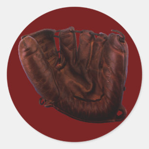 Sticker Rond Sports vintages, Gant De Baseball Antique En Cuir
