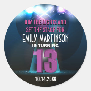 Sticker Rond Spotlight Star Purple 13e anniversaire fête