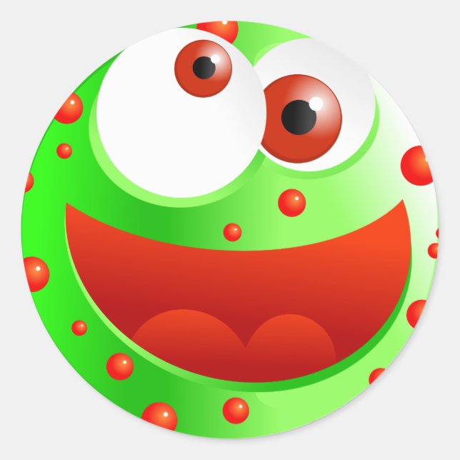 Sticker Rond Spotty Green Smilie (Devant)