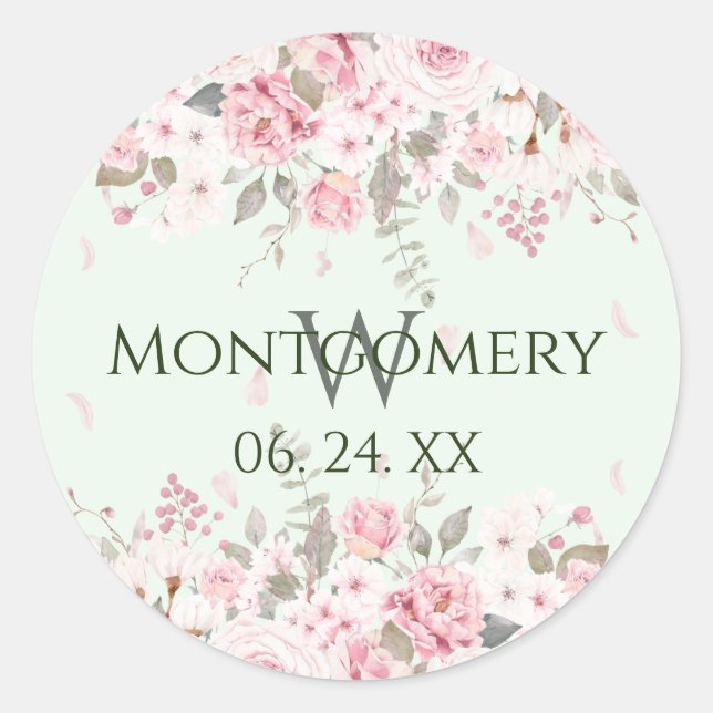 Sticker Rond Spray Floral rose personnalisé (Devant)
