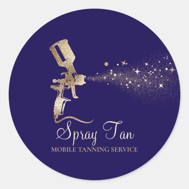 Sticker Rond Spray Tan Mobile Tanning Air Brush marine (Devant)
