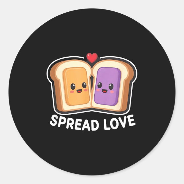 Sticker Rond Spread Love Peanut Butter And Jelly Valentine Desi (Devant)