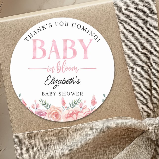 Sticker Rond Spring Baby Shower – Baby in Bloom (Créateur téléchargé)