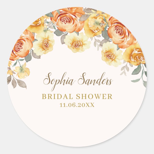 Sticker Rond Spring Bridal Shower Featuring Orange Blossoms (Devant)
