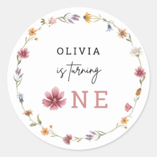 Sticker Rond Spring Fleur sauvage Turing One 1er Birthday Invit