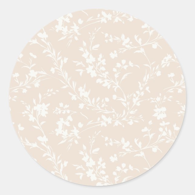 Sticker Rond Spring Sprigs Neutral - Soft Linen (Devant)