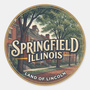Sticker Rond Springfield Illinois Capitale Lincoln Voyage