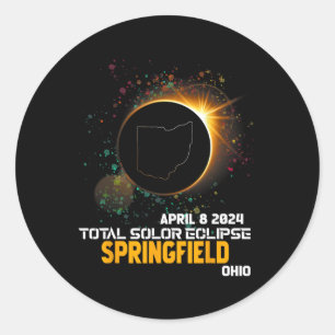 Sticker Rond Springfield Ohio Total Éclipse solaire 2024 1