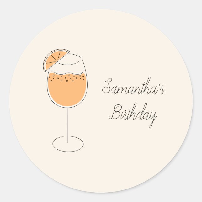 Sticker Rond Spritz Bubbly Cocktail Birthday Party (Devant)