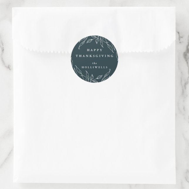 Sticker Rond Spruce Green Texte Personnalisé Feuille Motif Than (Sac)