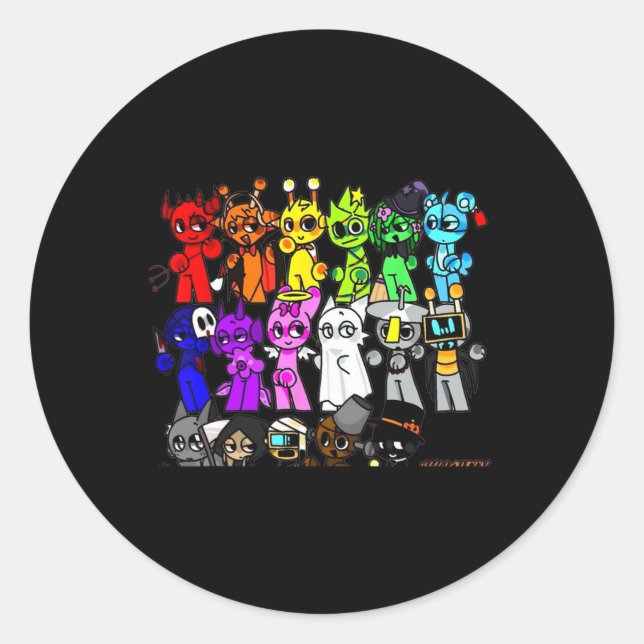 Sticker Rond Sprunky Happy Halloween Funbot Jevin Simon Pinki O (Devant)