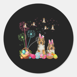 Sticker Rond Squad Easter Couple Bunny Shelts Dandelions Chasse