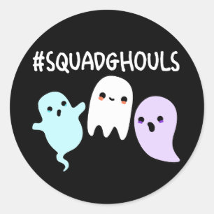 Sticker Rond Squad Ghouls Drôle Halloween Fantôme Pun Dark BG