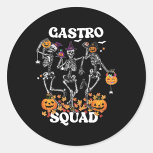 Sticker Rond Squad Halloween Squelette Danse Endoscopie Infirmi