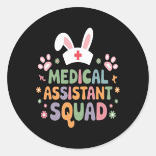 Sticker Rond Squad Médicale Estad Easter Bunny Oeufs Drôle East