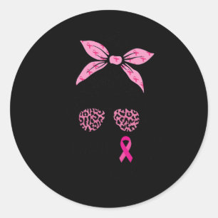 Sticker Rond Squad Messy Bun Leopard Pink Breast Cancer Award