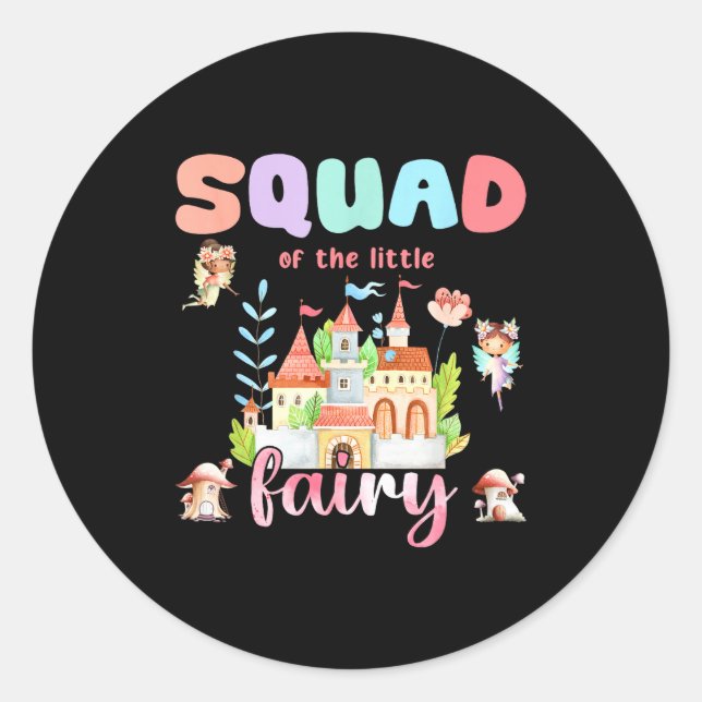 Sticker Rond Squad Of The Little Fairy 1st Birthday Girl Fairyt (Devant)
