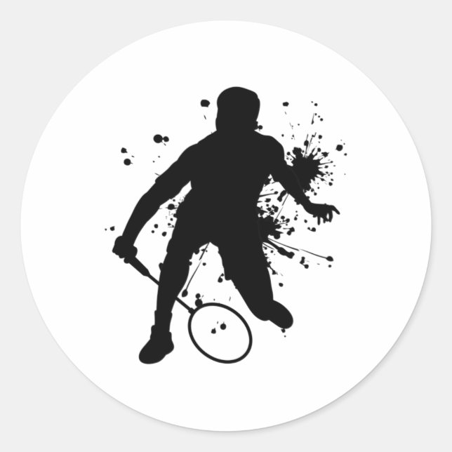 Sticker Rond Squash Joueuse de badminton féminin pour hommes (Devant)