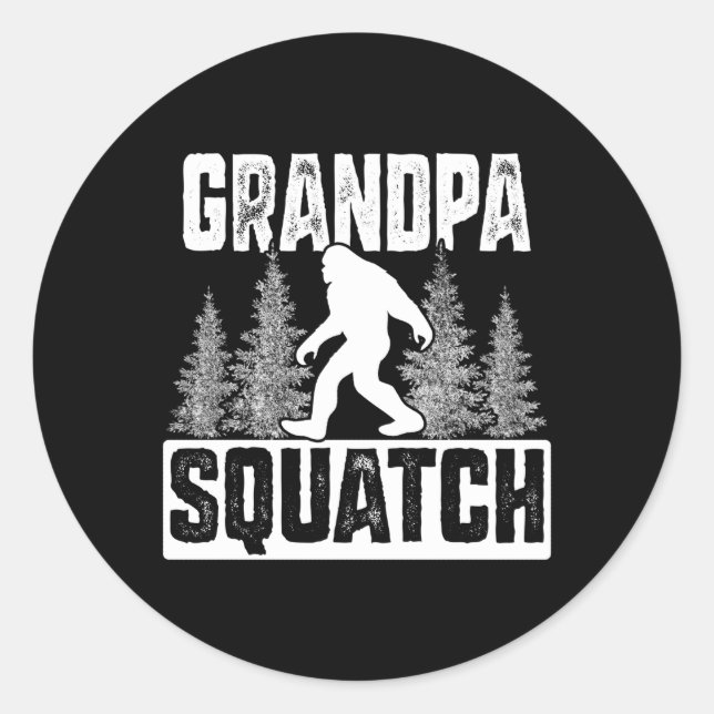 Sticker Rond Squatching Famille Bigfoos Grand-pa Squatch (Devant)