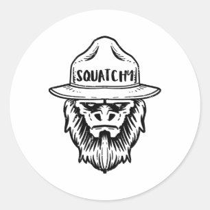 Sticker Rond Squatchy Camping Bigfoot Sasquatch Drôle Hommes Fe