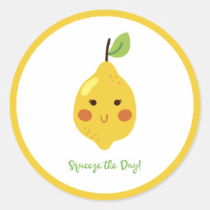 Sticker Rond Squeeze Day Punny Lemon