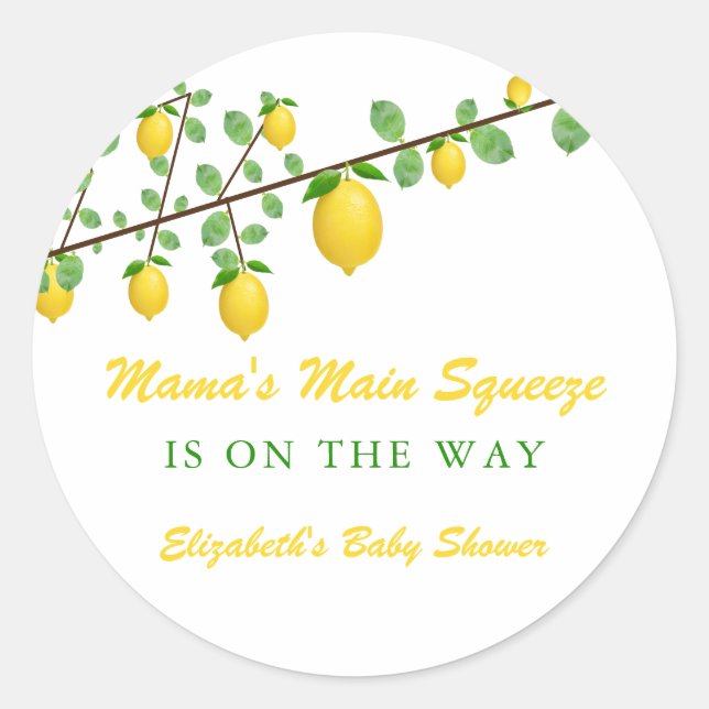 Sticker Rond Squeeze Lemon principal Baby shower neutre pour le (Devant)