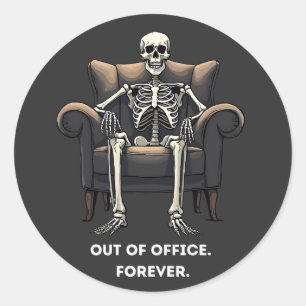 Sticker Rond Squelette, absent du bureau